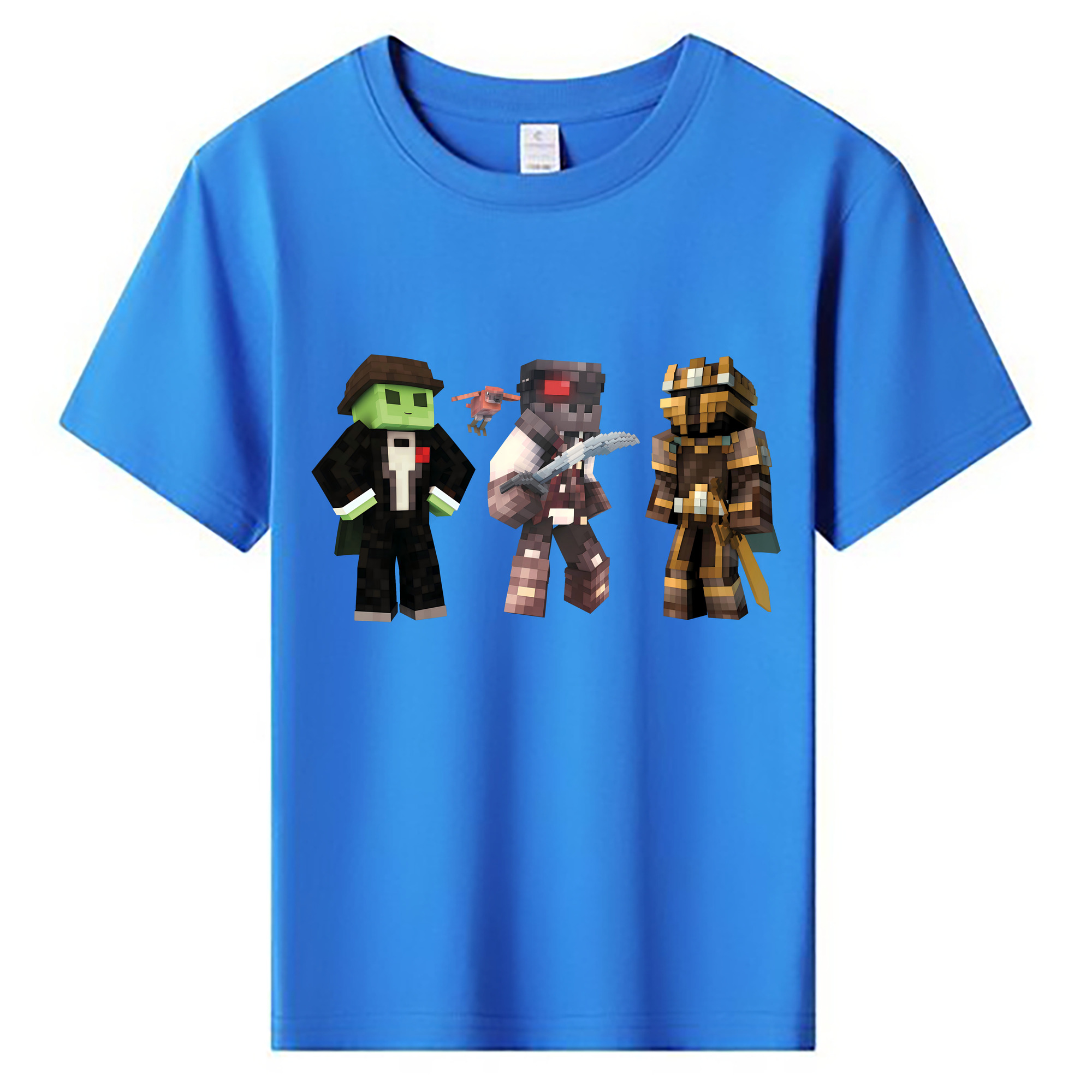 （画像用） マインクラフト ブロックの世界 Minecraft MC Block world 綿100％キッズTシャツ（フロントプリント）